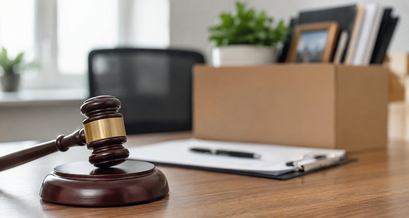Gavel and employee documentation representing HR compliance and employee termination decisions.